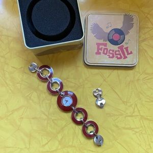 Red Fossil watch